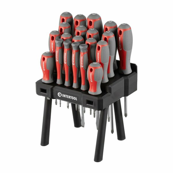 Intertool 20 pcs Screwdriver Set, Precision, Stubby, Wall Mount, Standing Organizer VT08-3371